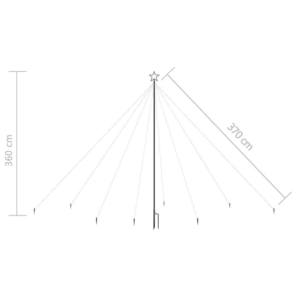 Luci Albero Natale Interni Esterni 576 LED Bianco Freddo 3,6 m - homemem39