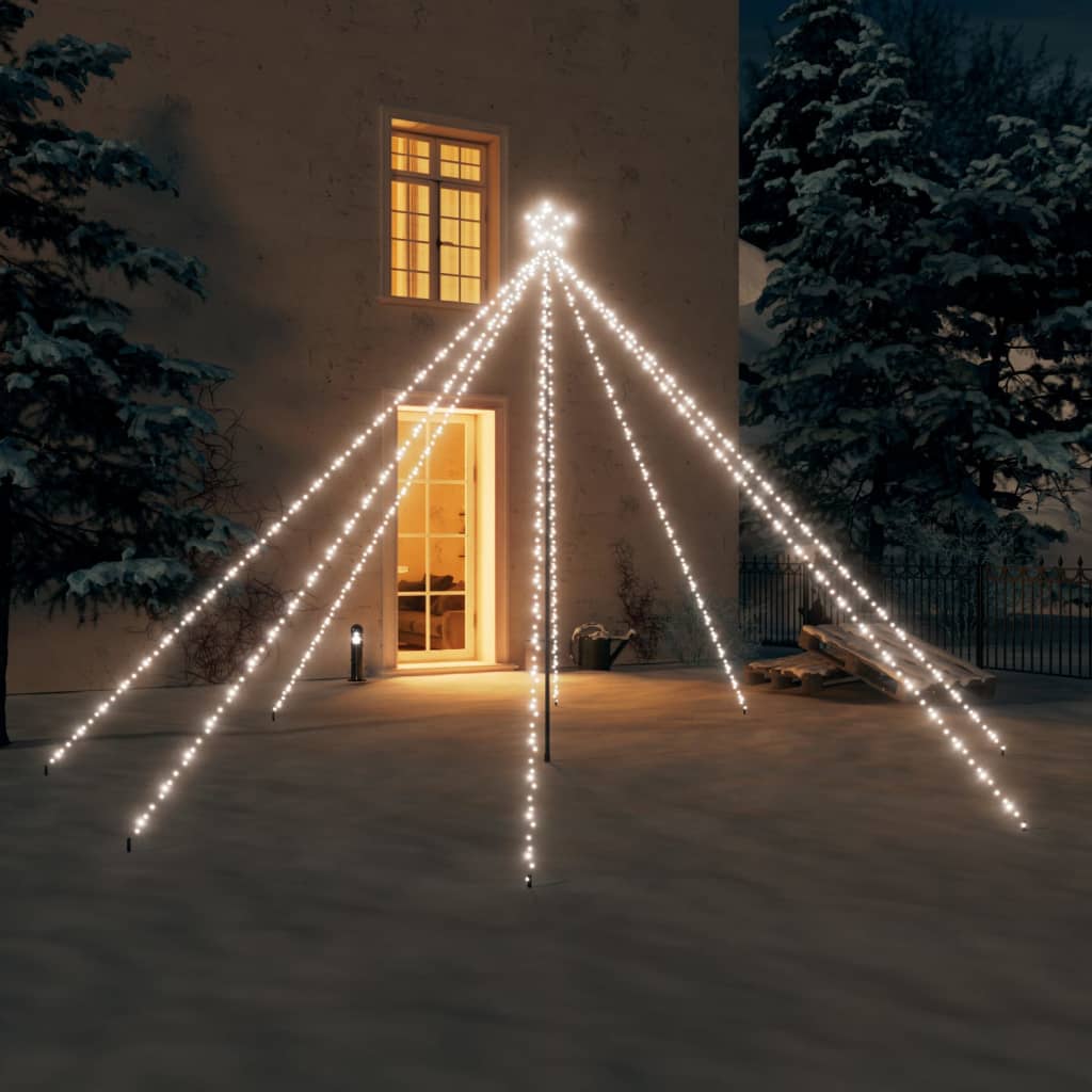 Luci Albero Natale Interni Esterni 576 LED Bianco Freddo 3,6 m - homemem39