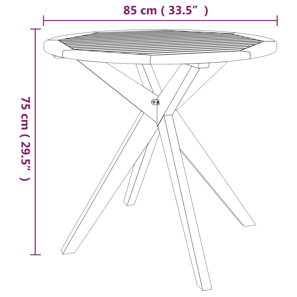 Tavolo Da Giardino 85x85x75 cm in Legno Massello di Acacia - homemem39