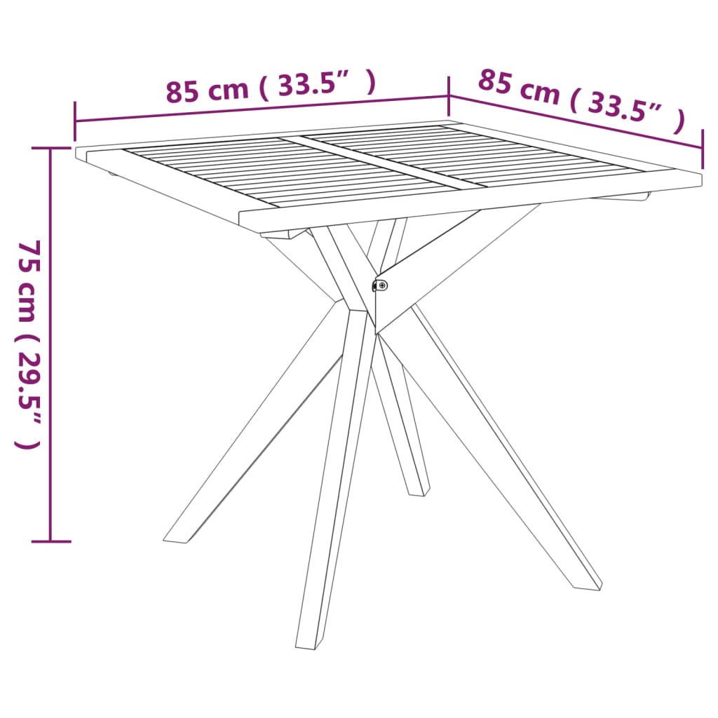 Tavolo da Giardino 85x85x75 cm in Legno Massello di Acacia - homemem39