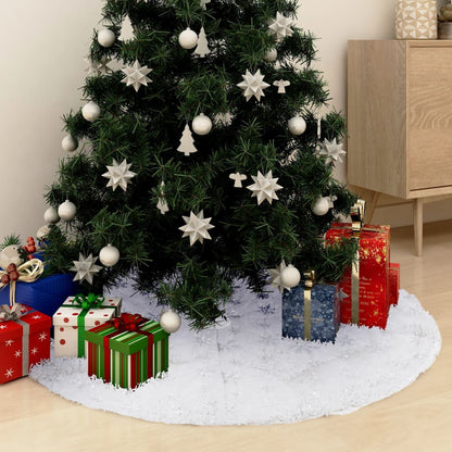 Gonna per Albero di Natale Raffinata Bianca 90 cm in Similpelle - homemem39