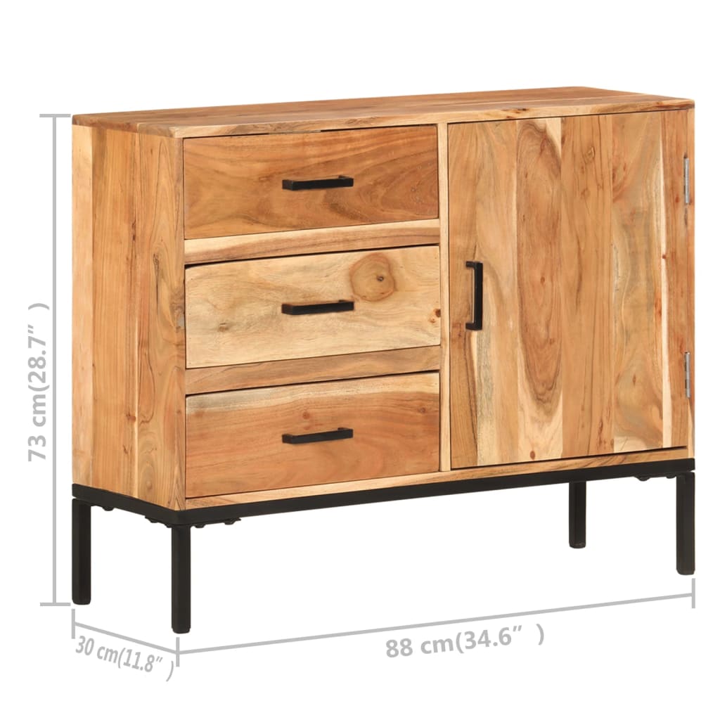 Credenza 88x30x73 cm in Legno Massello di Acacia - homemem39