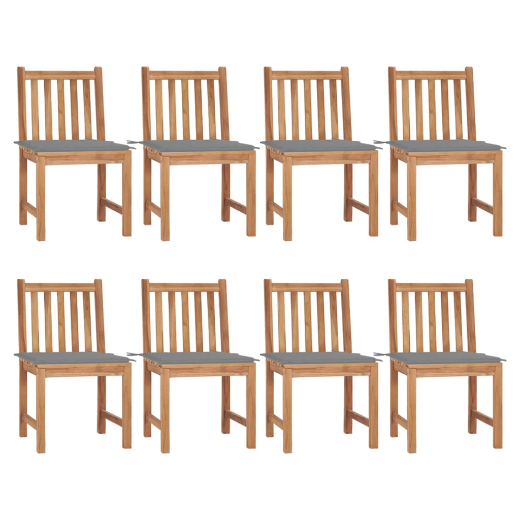 Sedie da Giardino con Cuscini 8 pz in Legno Massello di Teak - homemem39