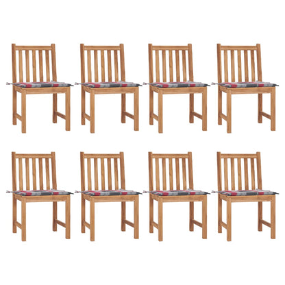 Sedie da Giardino con Cuscini 8 pz in Legno Massello di Teak - homemem39