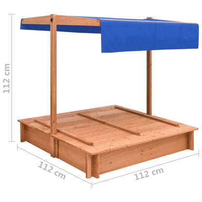 Sabbiera con Tetto in Legno di Abete 112x112x112 cm - homemem39