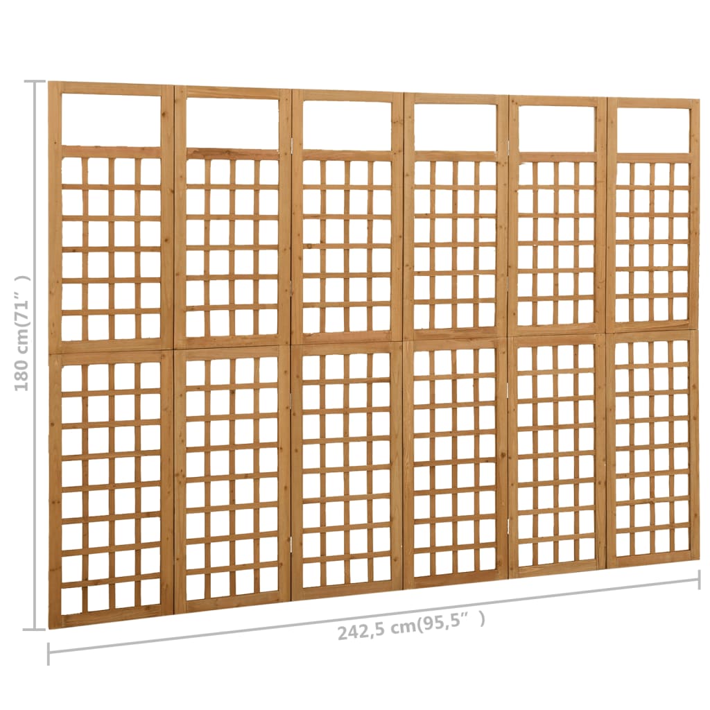 Divisorio a 6 Pannelli in Legno Massello di Abete 242,5x180 cm - homemem39