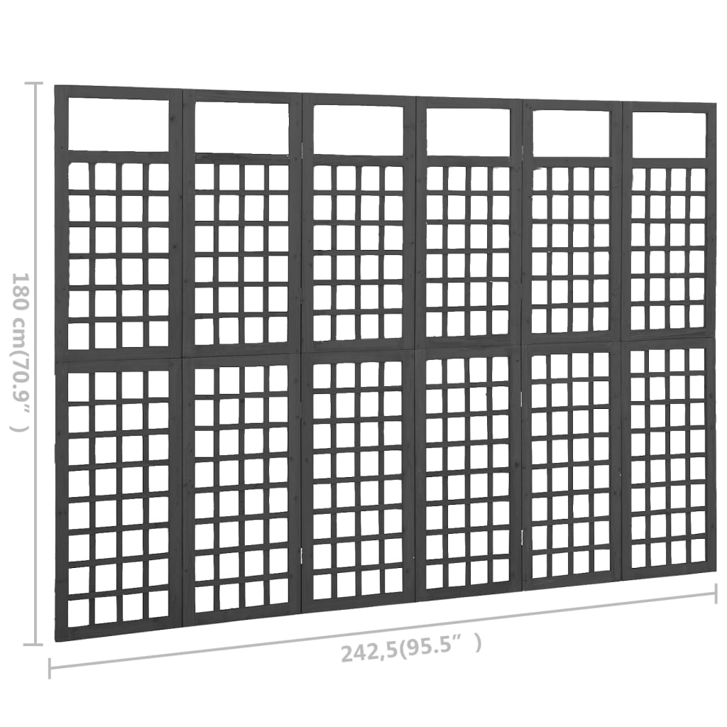 Divisorio a 6 Pannelli in Massello di Abete Nero 242,5x180 cm - homemem39