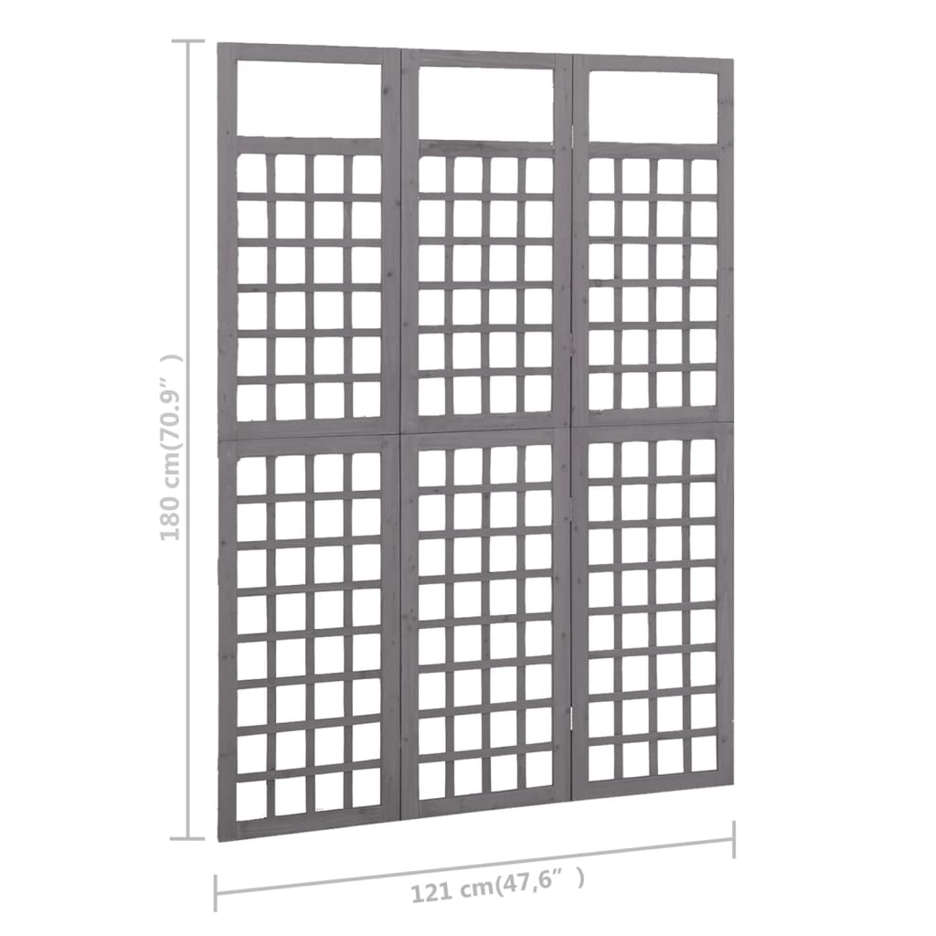 Divisorio a 3 Pannelli in Massello di Abete Grigio 121x180 cm - homemem39