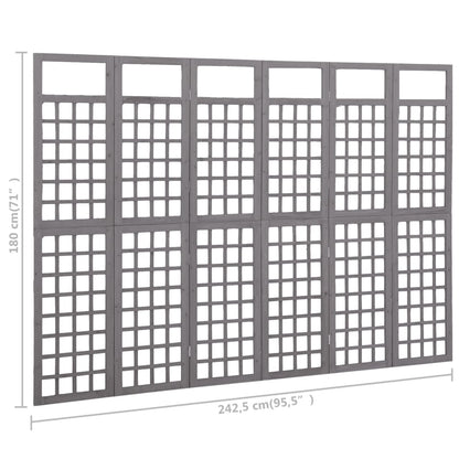 Divisorio a 6 Pannelli in Massello di Abete Grigio 242,5x180 cm - homemem39