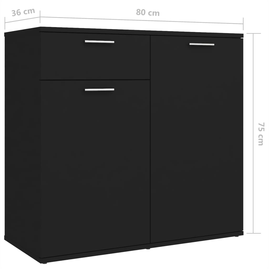 Credenza Nera 160x36x75 cm in Legno Multistrato - homemem39