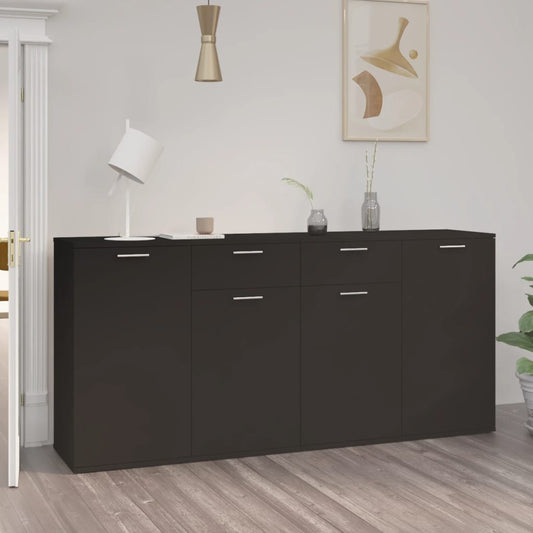 Credenza Nera 160x36x75 cm in Legno Multistrato - homemem39