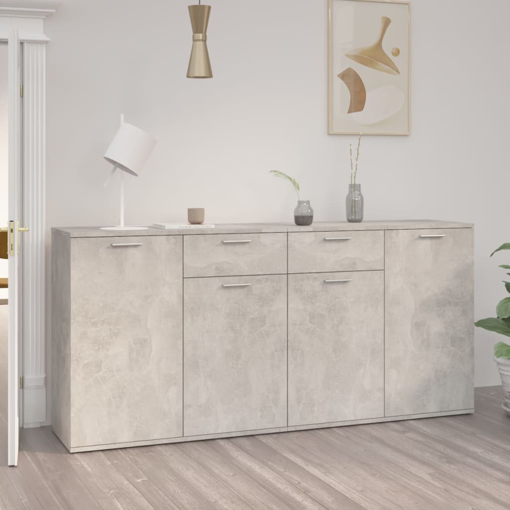 Credenza Grigio Cemento 160x36x75 cm in Truciolato - homemem39