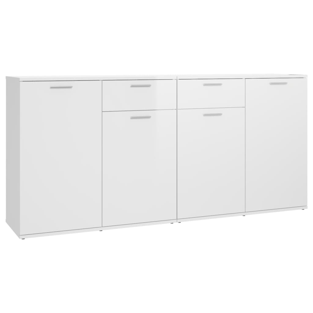 Credenza Bianco Lucido 160x36x75 cm in Truciolato - homemem39