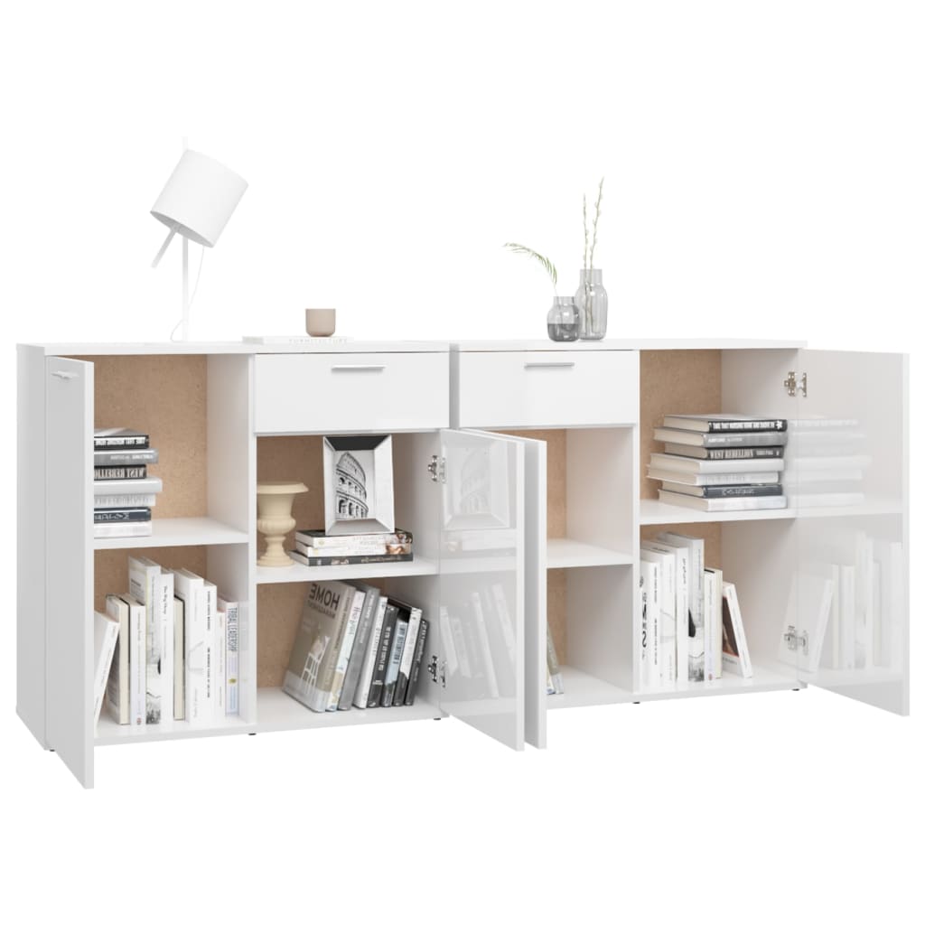 Credenza Bianco Lucido 160x36x75 cm in Truciolato - homemem39