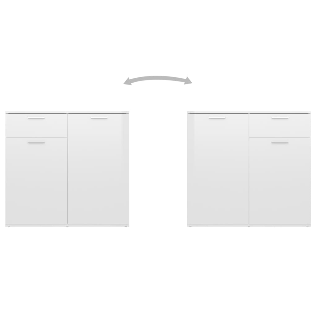 Credenza Bianco Lucido 160x36x75 cm in Truciolato - homemem39