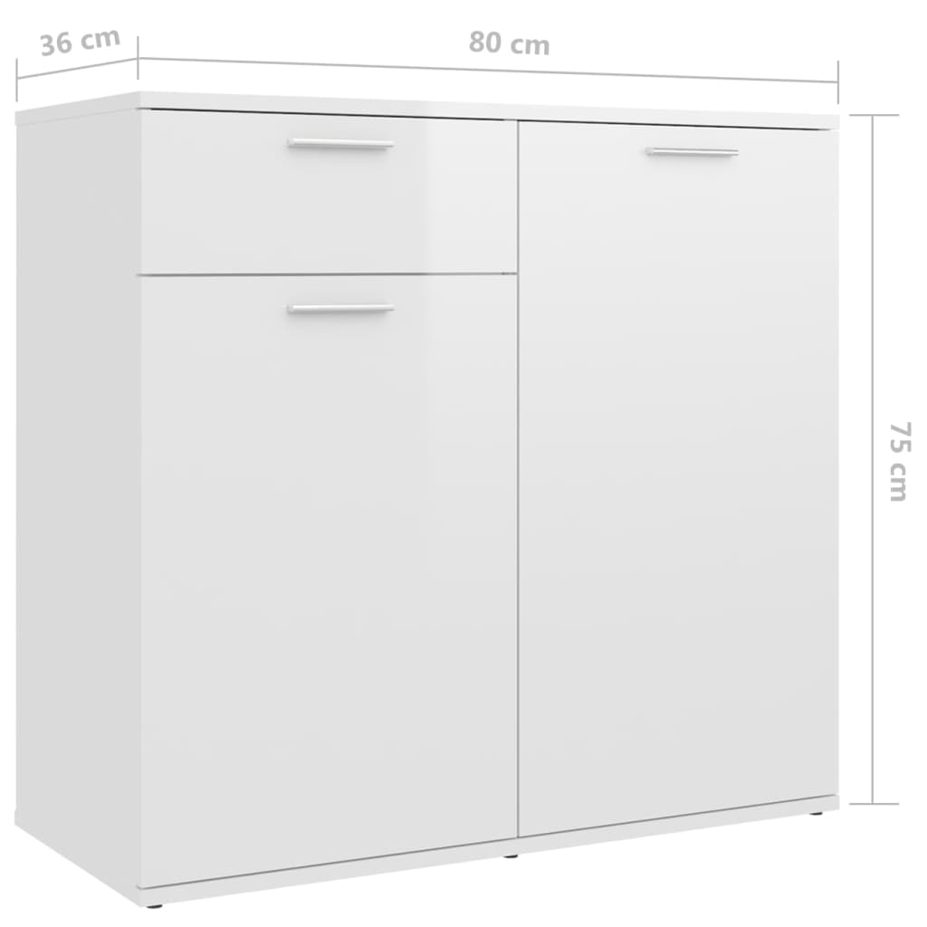 Credenza Bianco Lucido 160x36x75 cm in Truciolato - homemem39