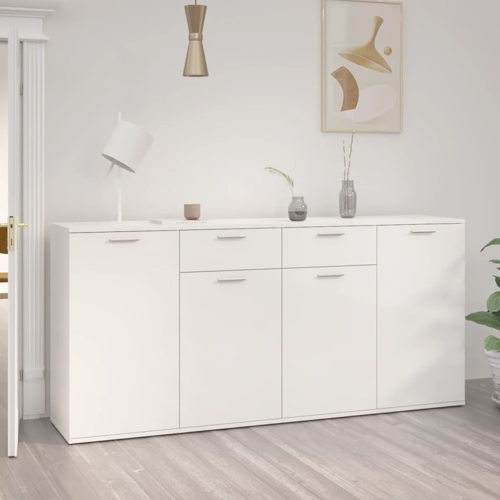 Credenza Bianco Lucido 160x36x75 cm in Truciolato - homemem39