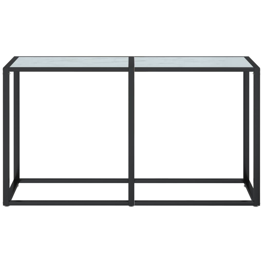 Tavolo Consolle Bianco Marmo 140x35x75,5 cm in Vetro Temperato - homemem39