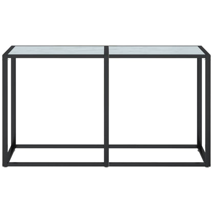 Tavolo Consolle Bianco Marmo 140x35x75,5 cm in Vetro Temperato - homemem39