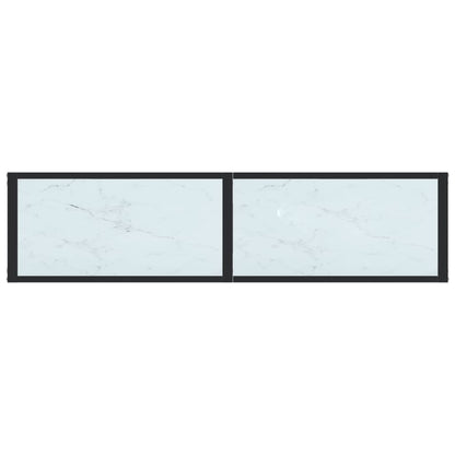 Tavolo Consolle Bianco Marmo 140x35x75,5 cm in Vetro Temperato - homemem39