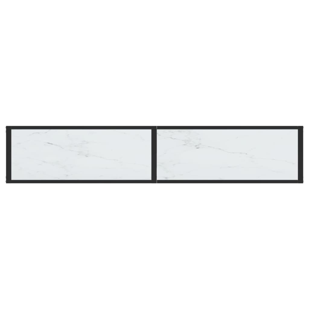 Tavolo Consolle Bianco Marmo 180x35x75,5 cm in Vetro Temperato - homemem39