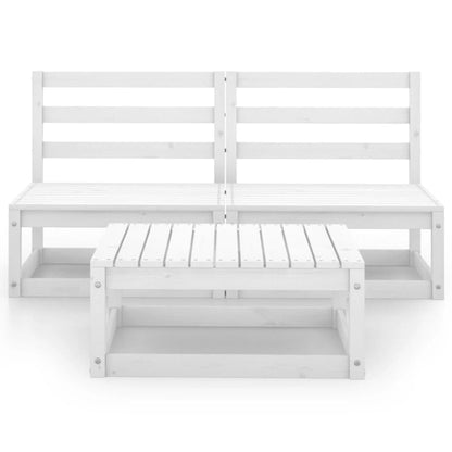 Set Divani da Giardino 3 pz Bianco in Legno Massello di Pino - homemem39