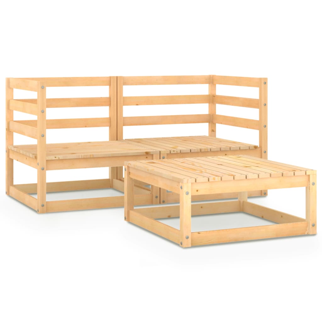 Set Divani da Giardino 3 pz in Legno Massello di Pino - homemem39