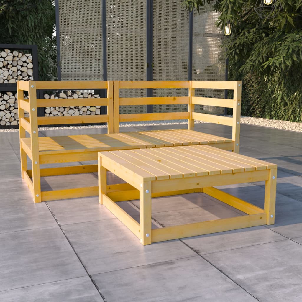 Set Divani da Giardino 3 pz in Legno Massello di Pino - homemem39