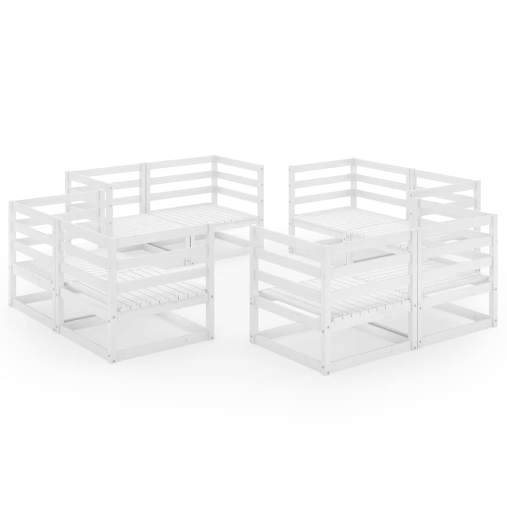 Set Divani da Giardino 8 pz Bianco in Legno Massello di Pino - homemem39