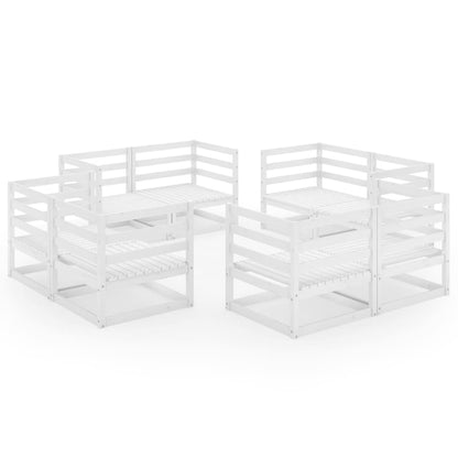 Set Divani da Giardino 8 pz Bianco in Legno Massello di Pino - homemem39