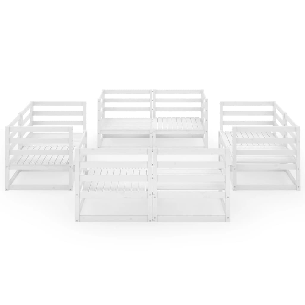 Set Divani da Giardino 8 pz Bianco in Legno Massello di Pino - homemem39