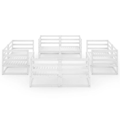 Set Divani da Giardino 8 pz Bianco in Legno Massello di Pino - homemem39