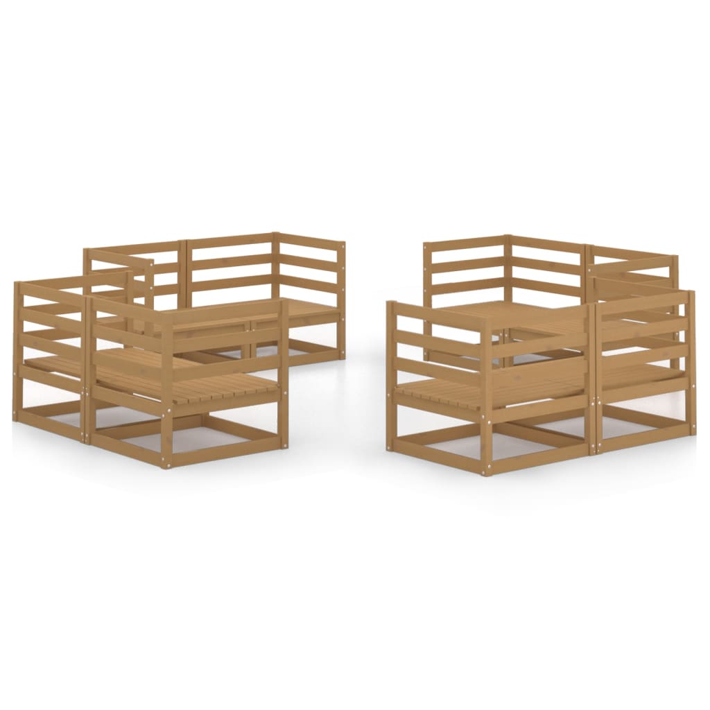 Set Divani da Giardino 8 pz Miele in Legno Massello di Pino - homemem39