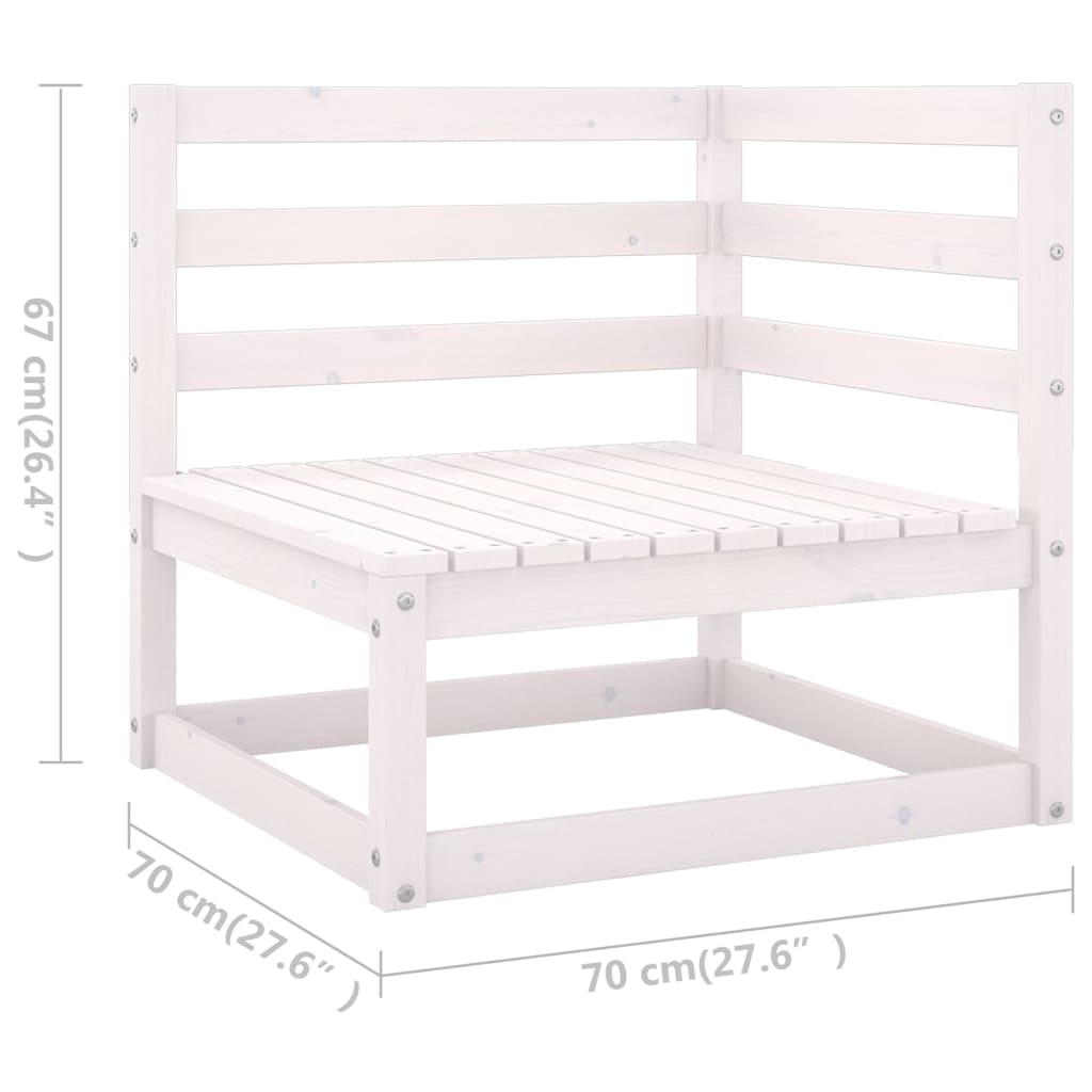 Divano da Giardino a 3 Posti Bianco in Legno Massello di Pino - homemem39