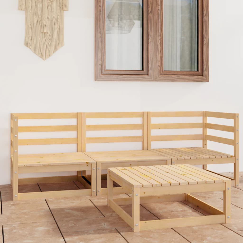 Set Divani da Giardino 4 pz in Legno Massello di Pino - homemem39