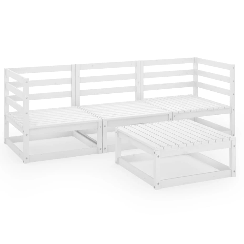 Set Divani da Giardino 4 pz Bianco in Legno Massello di Pino - homemem39