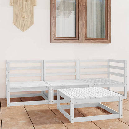 Set Divani da Giardino 4 pz Bianco in Legno Massello di Pino - homemem39