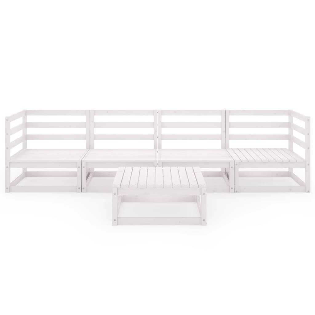 Set Divani da Giardino 5 pz Bianco in Legno Massello di Pino - homemem39