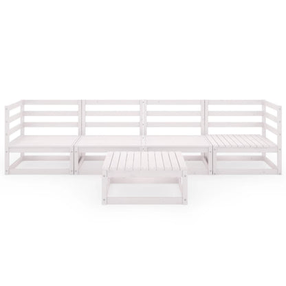 Set Divani da Giardino 5 pz Bianco in Legno Massello di Pino - homemem39