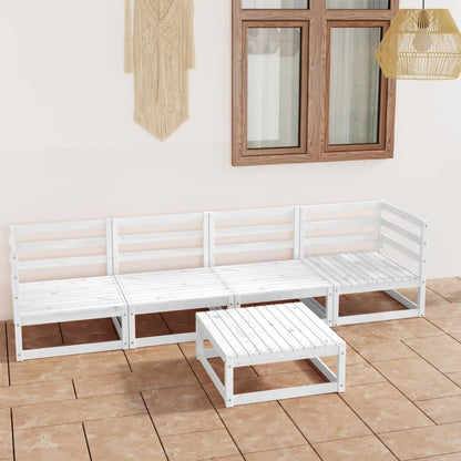 Set Divani da Giardino 5 pz Bianco in Legno Massello di Pino - homemem39