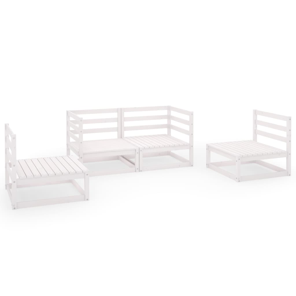 Set Divani da Giardino 4 pz Bianco in Legno Massello di Pino - homemem39