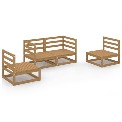 Set Divani da Giardino 4 pz Miele in Legno Massello di Pino - homemem39