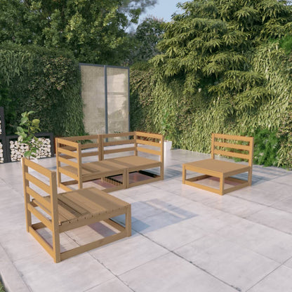 Set Divani da Giardino 4 pz Miele in Legno Massello di Pino - homemem39