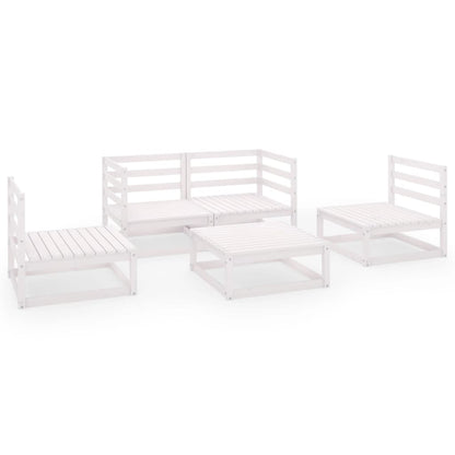 Set Divani da Giardino 5 pz Bianco in Legno Massello di Pino - homemem39