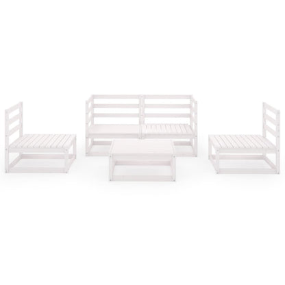 Set Divani da Giardino 5 pz Bianco in Legno Massello di Pino - homemem39