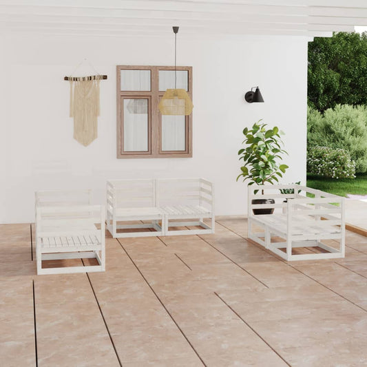 Set Divani da Giardino 6 pz Bianco in Legno Massello di Pino - homemem39