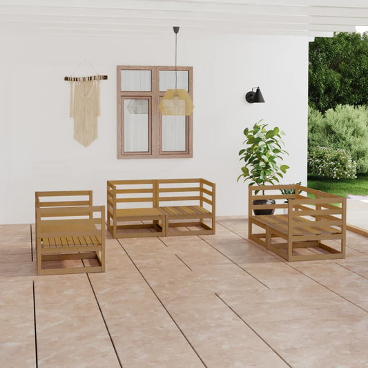 Set Divani da Giardino 6 pz Miele in Legno Massello di Pino - homemem39