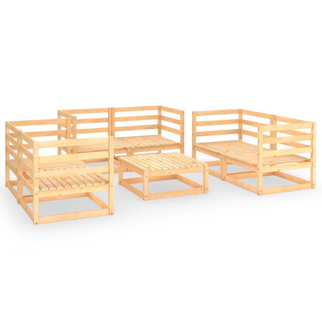 Set Divani da Giardino 7 pz in Legno Massello di Pino - homemem39