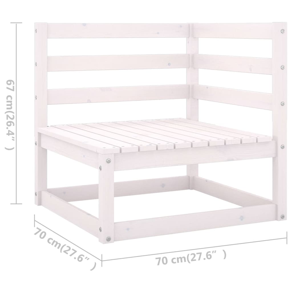 Set Divani da Giardino 8 pz Bianco in Legno Massello di Pino - homemem39