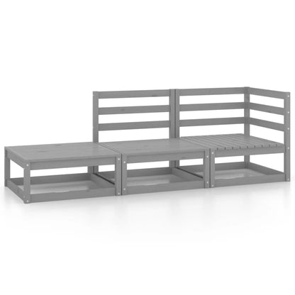 Set Divani da Giardino 3 pz Grigio in Legno Massello di Pino - homemem39